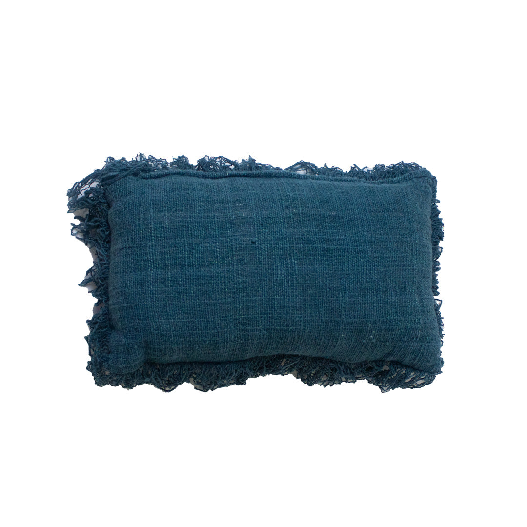 Rectangle Fringed Cushion in Air-Frost